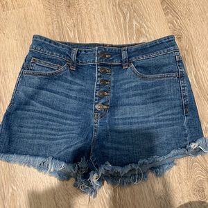 High waisted denim jean shorts